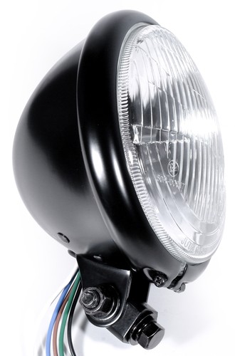 Headlight black h4 bates - black,