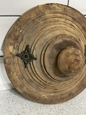 19th CENTURY OMAN / ZANZIBAR HEAVY BUCKLER SHIELD WITH BRONZE / BRASS DECORATION