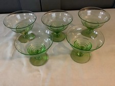 Vintage Green Glass Stemmed