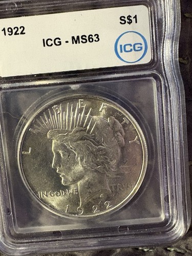 1922 peace dollar icg - 1922, ms-63