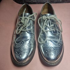 Silver Leather Lace Up Brogues. Girls Size1 