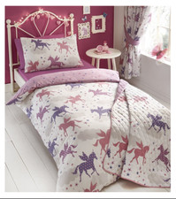 Divine Unicorns reversible duvet cover single/double set OR curtains to match