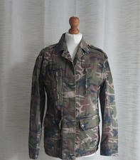 Topshop Women’s Zip Up Military/Utility Jacket, Camouflage Khaki Size 6