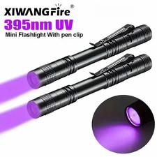 UV Flashlight 395nm Ultraviolet Torch With Pen Clip Portable Use AAA Batteries