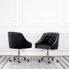 Black Velvet Tufted Swivel