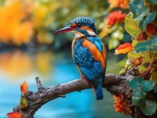 KINGFISHER BIRD CANVAS PICTURE PRINT WALL ART
