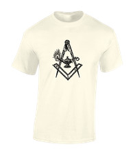 ANCIENT SQUARE AND COMPASS MENS T SHIRT VINTAGE MASONIC STONE MASON FASHION