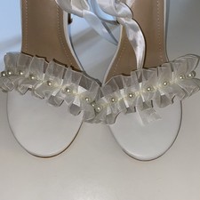 Bridal Or Christening Heels 3-4 Inches White Jewelled Size 41 New