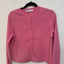 Zara Wool/acrylic Blend Crew Neck Cardigan Rose Pink BNWOT