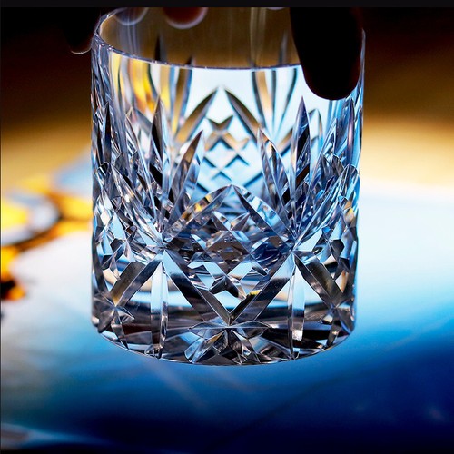 Crystal whisky glass sparkling