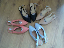 Ladies flat sling back Ballerina shoes in Black Nude Pink or Grey Sizes 4 - 8
