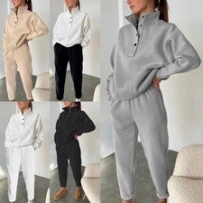 2025 2PCS Womens Loungewear Set Ladies Stand Collar Top Pants Lounge Wear ~