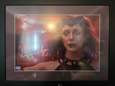 Elizabeth Olsen 18x12 Signed Wanda Framed Photo Beckett Witnessed + Painting