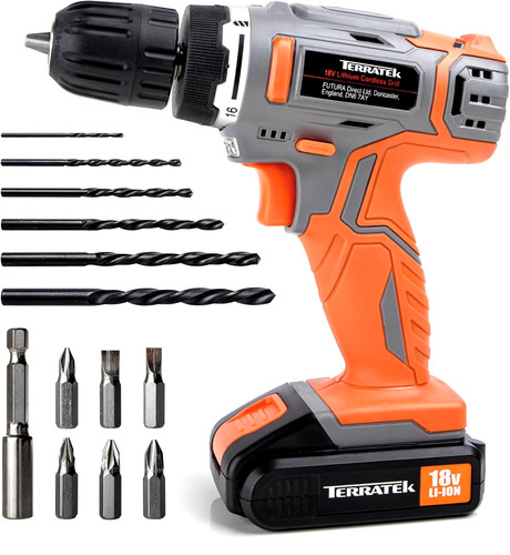 Terratek cordless drill 18v - cordless,