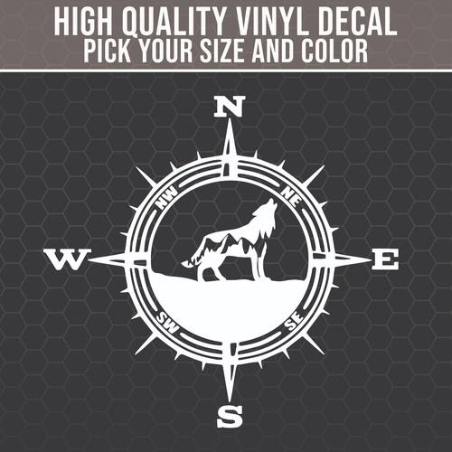 Wolf compass decal for - compass,