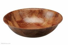 25cm Round Woven Fruit Snack Dessert Salad Weave Wooden Serving Kitchen Bowl