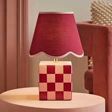 Cube Table Lamp Light Burgundy