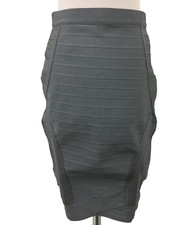 Missguided Women's Skirt Size 12 Gray Curved Front Bandage Pencil Midi Used F1