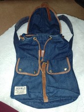 Jack Wills Navy Blue Rucksack Backpack Brown Trim Excellent Condition