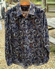 Mens Paisley print S+ Collection Milano 100% Cotton Shirt - Size XXL