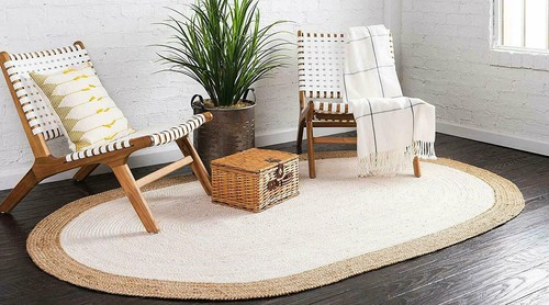 Rug oval jute natural 100 - jute, 100%