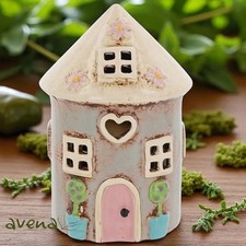 Round House Tealight Holder Incense Burner Village Pottery Collection 340282