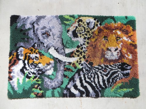 Handmade latch hook rug - rug, safari