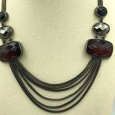 Black Festoon Necklace Dark Red Links Retro Festival Disco Gothic Drape Party