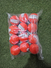 12no Orange Squeaky Dog Balls With Teeth Approx 8cm Diameter Fun