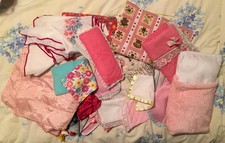 Vintage Fashion Doll Baby Doll Cot Crib Bedding Quilts Sheets Bundle Lot 30 Px
