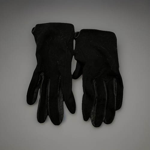 Black gloves with leather - gloves,