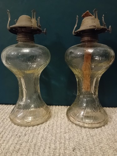 Pair vintage clear glass - pair,