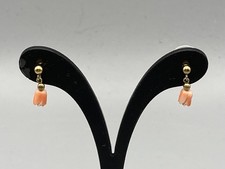 Vintage gold tone metal and coral or faux coral  Corocraft pierced earrings