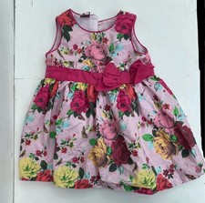 Ted Baker Baby Dress - Baker Baby - Floral Pink Dress With Bow 9-12 Months