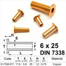 Solid Copper Flat Head Rivets