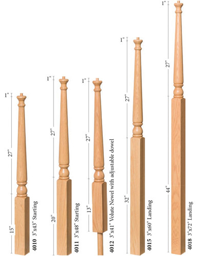 Colonial style rail newel post - newel,