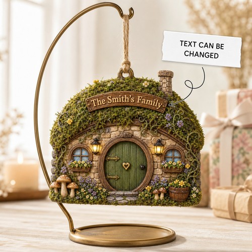 Hobbit house wooden ornament - wooden,