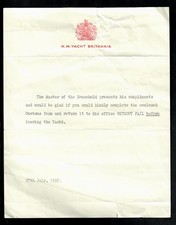 ROYAL YACHT BRITANNIA LETTER