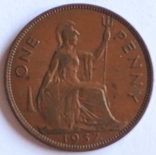 1937 GEORGE VI ONE PENNY, UK COIN - 1d