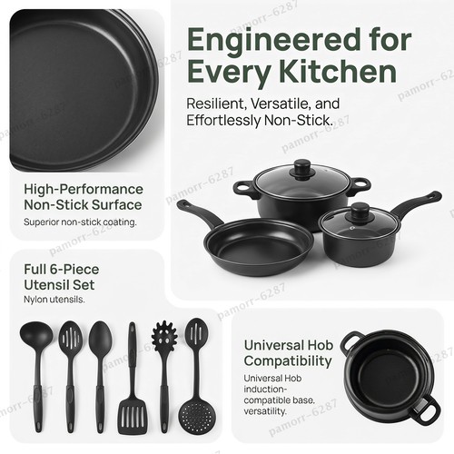 13pcs cookware set - pot, non