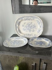 3 X Asiatic Pheasant Blue & White Platters