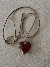 Swarovski Red Crystal Heart Pendant with Cord Necklace In Original Box