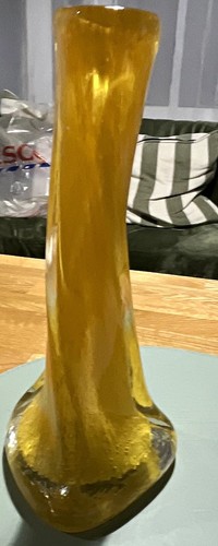 Unmarked amber glass vase - unmarked,