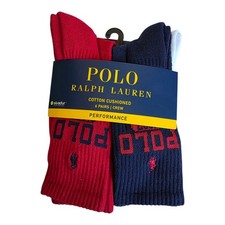 New Polo Ralph Lauren Men’s Multi Color Crew Socks 6-Pack Performance NWT