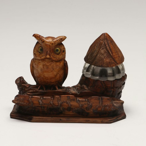 Early black forest owl - owl, inkwell