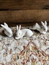 X3 VINTAGE RABBIT WHITE GLAZED