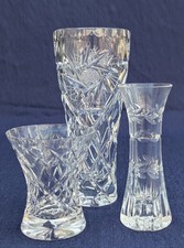 Lovely Collection  Selection of Three Crystal Cut Glass Posy Vases - 15cm