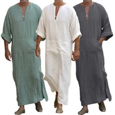 Men linen kaftan robe indian - men's,