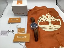 TIMBERLAND vX9N HENNIKER II WATCH  BRAND NEW IN BOX BLUE FACE TAN STRAP