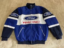 Unisex Adults F1 Team Racing Ford Jacket Embroidery Cotton Padded Blue